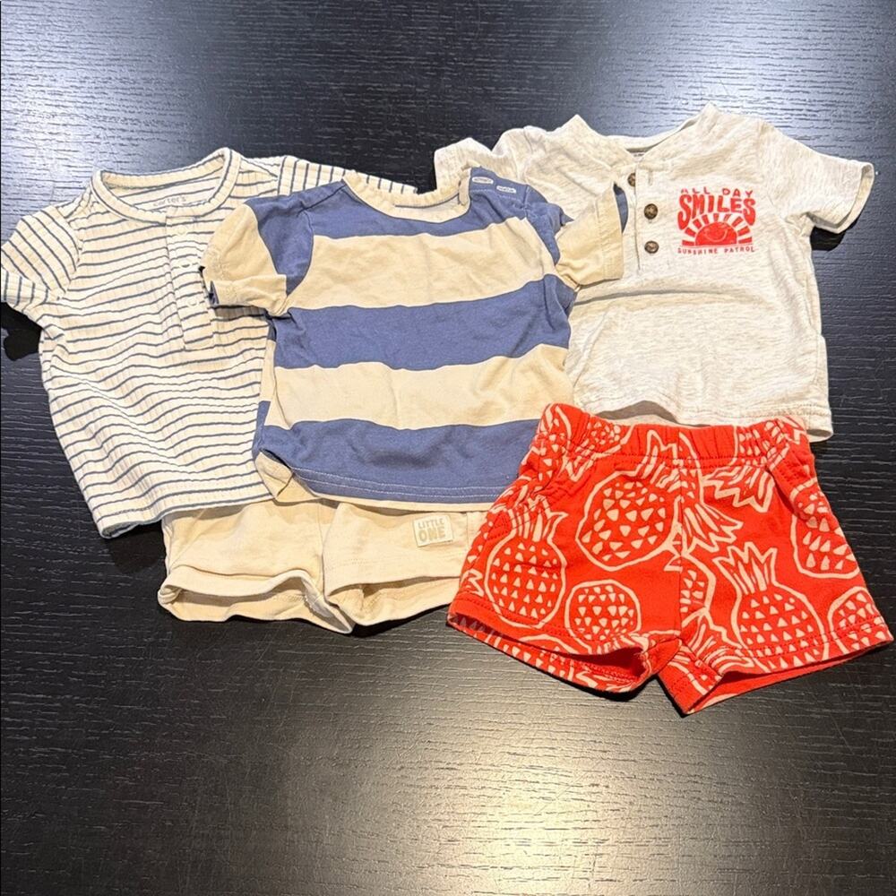 Kids Summer Outfit Set with Stripes and Pineapple Print